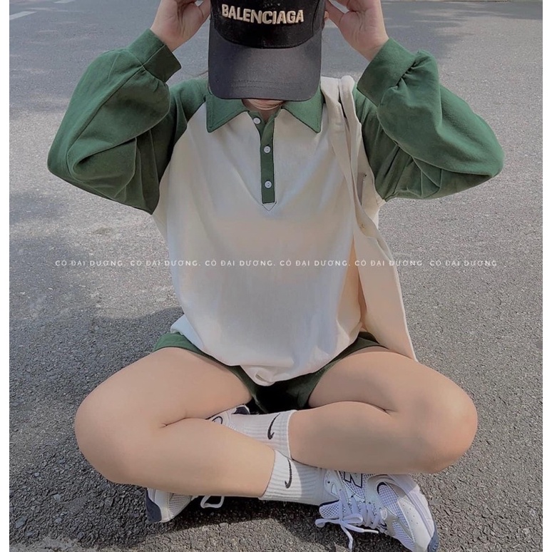 Set bộ áo polo dài tay mix quần sooc đùi
