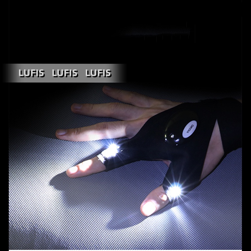 Găng Tay Hở Ngón Có Đèn LED