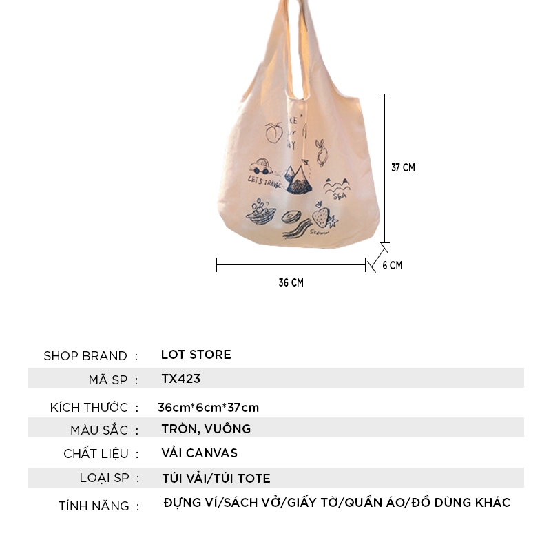 Túi tote vải đeo chéo canvas bag giá rẻ đẹp đi học TX423 | BigBuy360 - bigbuy360.vn