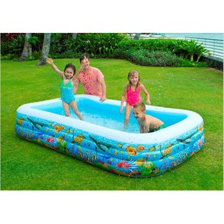 Bể bơi gia đình vuông cá 305x183x56  + tặng kèm bơm điện 2 chiều