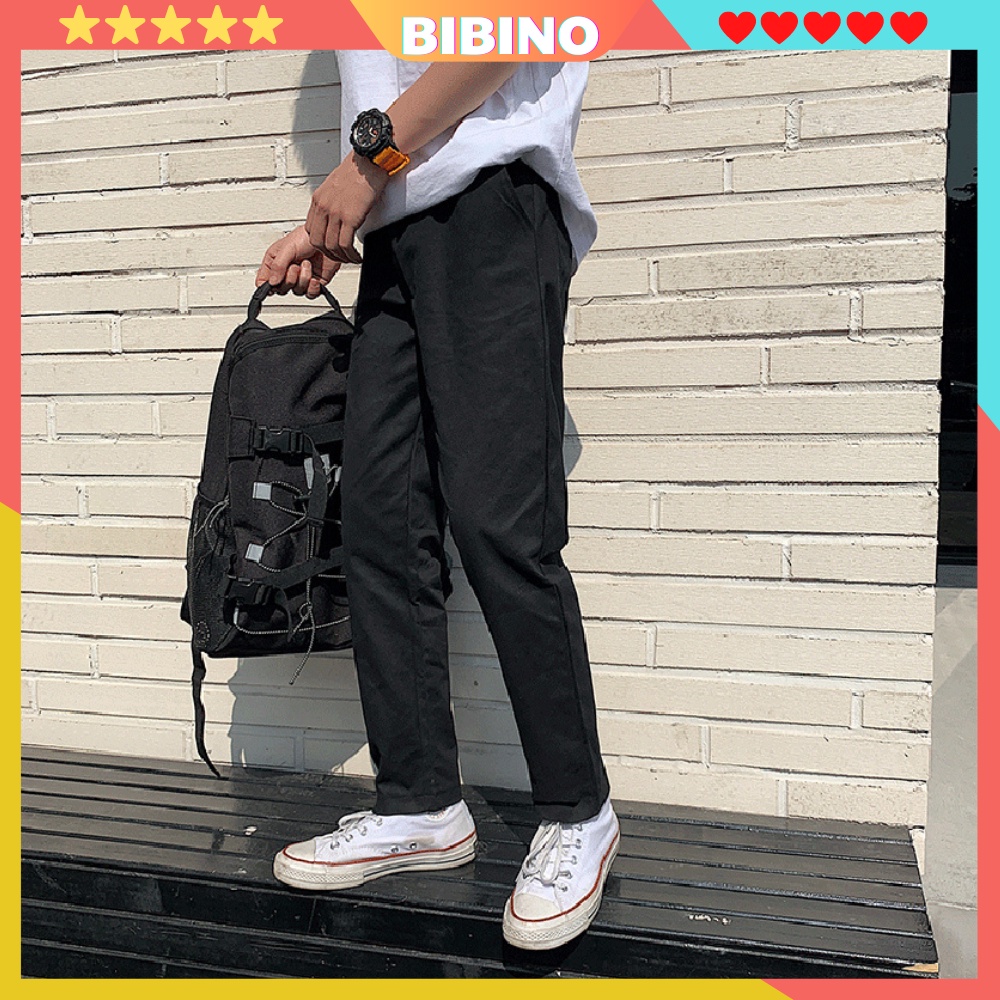 Quần kaki nữ nam ống rộng baggy unisex dài basic thời trang đi học hàn quốc đẹp cao cấp BIBINO Quần kaki nữ ống suông