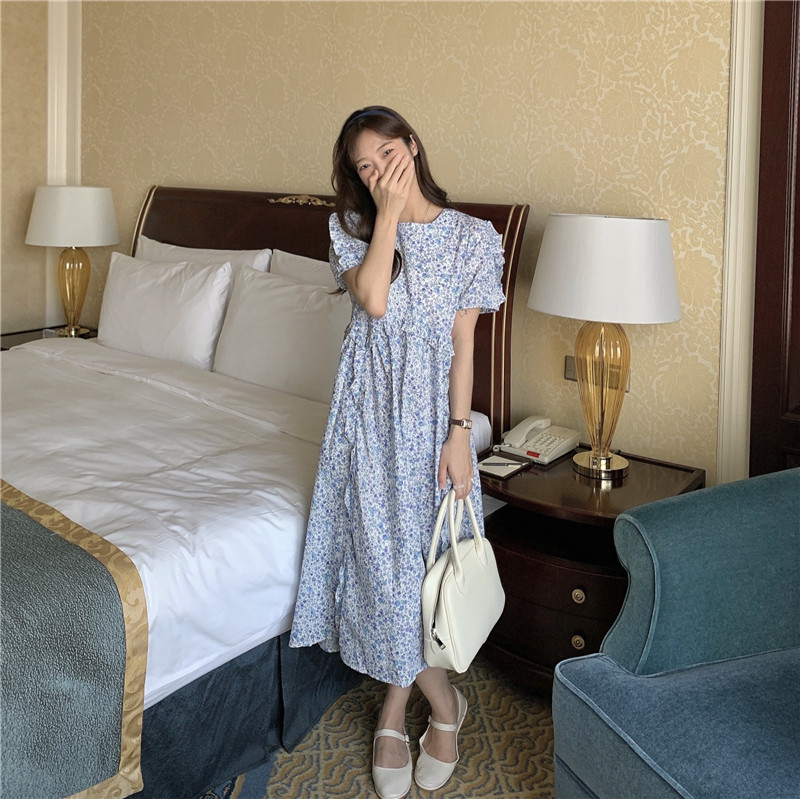 Đầm Hoa Tay Phồng Phong Cách Hàn Quốc 42981