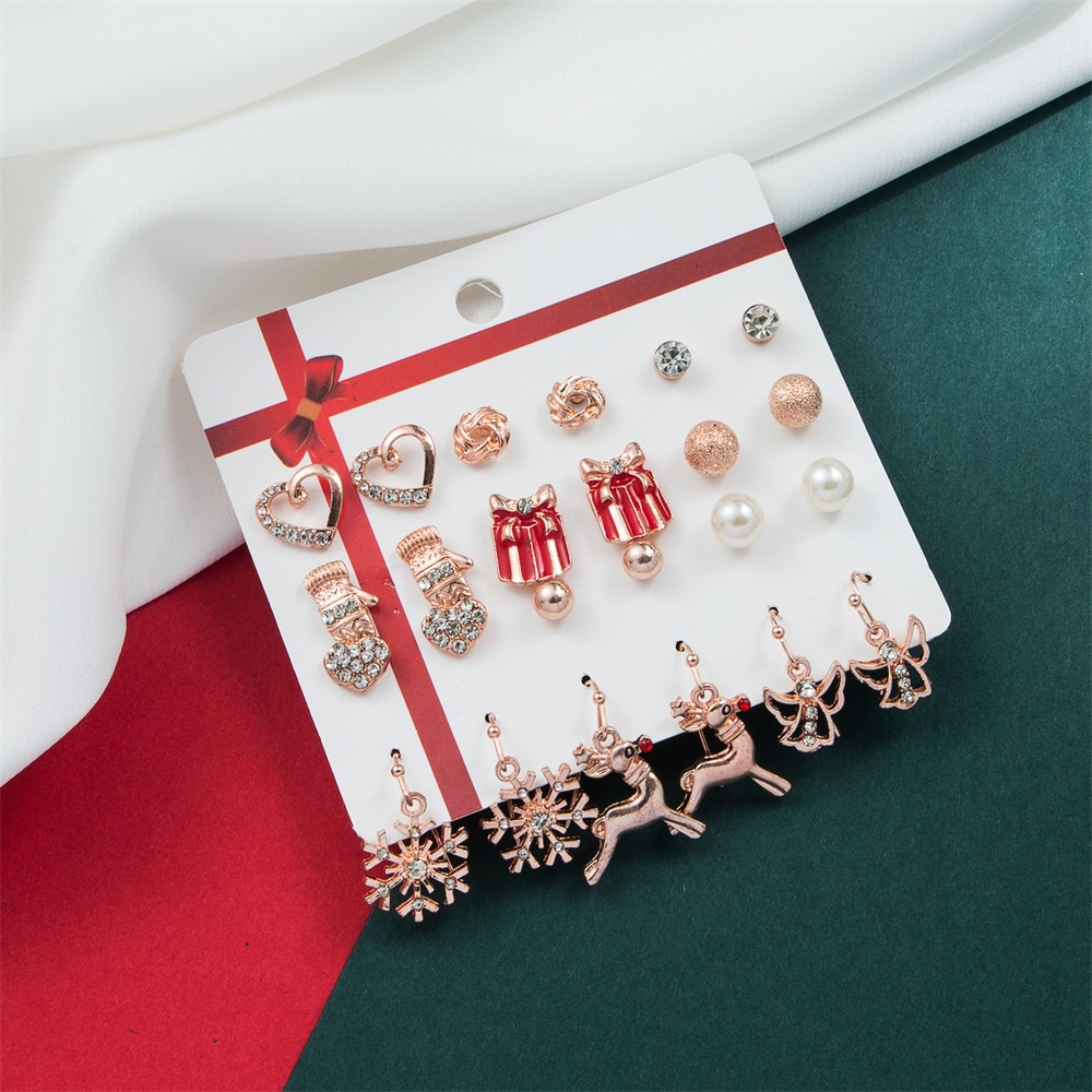 Set 9/12 đôi bông tai thẻ hình cây thông Noel