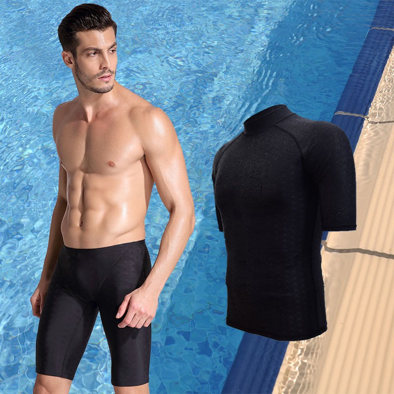 Áo tắm namஐ☸❉Quần bơi nam dài áo tắm ngắn tay chống nắng thấm nước nhanh khô Size Lớn