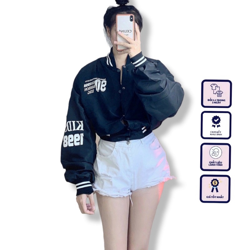 Áo Khoác Dù BOMBER Nữ In LOGO 1998 Cao Cấp ( DÙ 2 LỚP )  - ĐĂNG QUANG FASHION