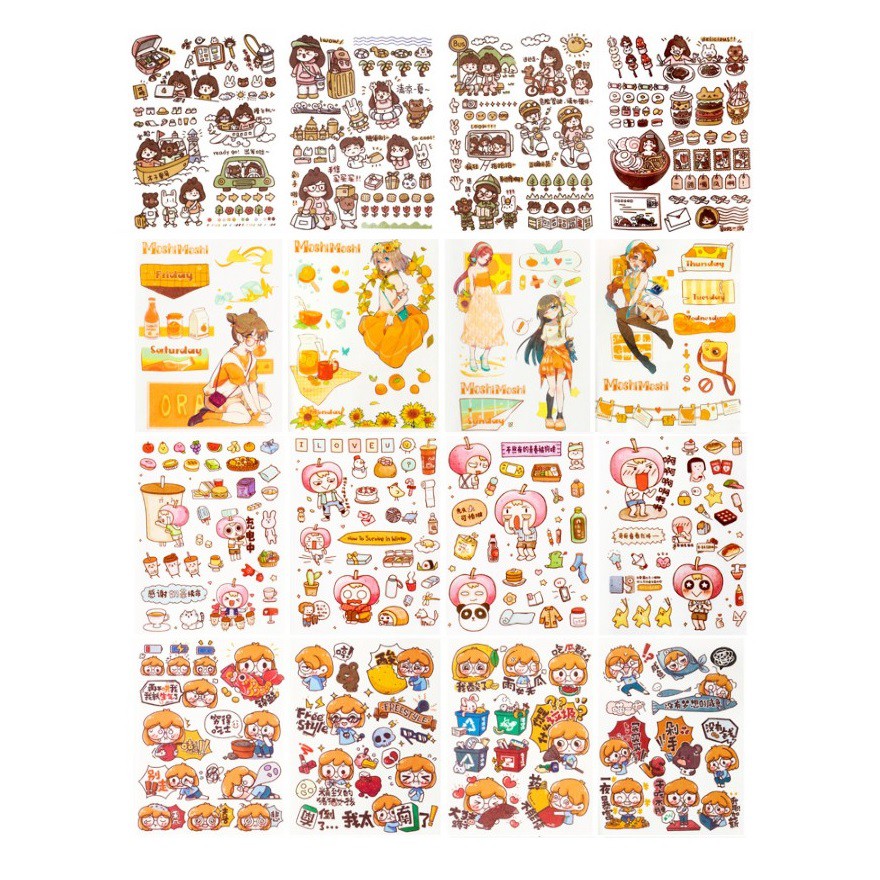 Bộ 10 nhãn dán trang trí DIY dễ thương