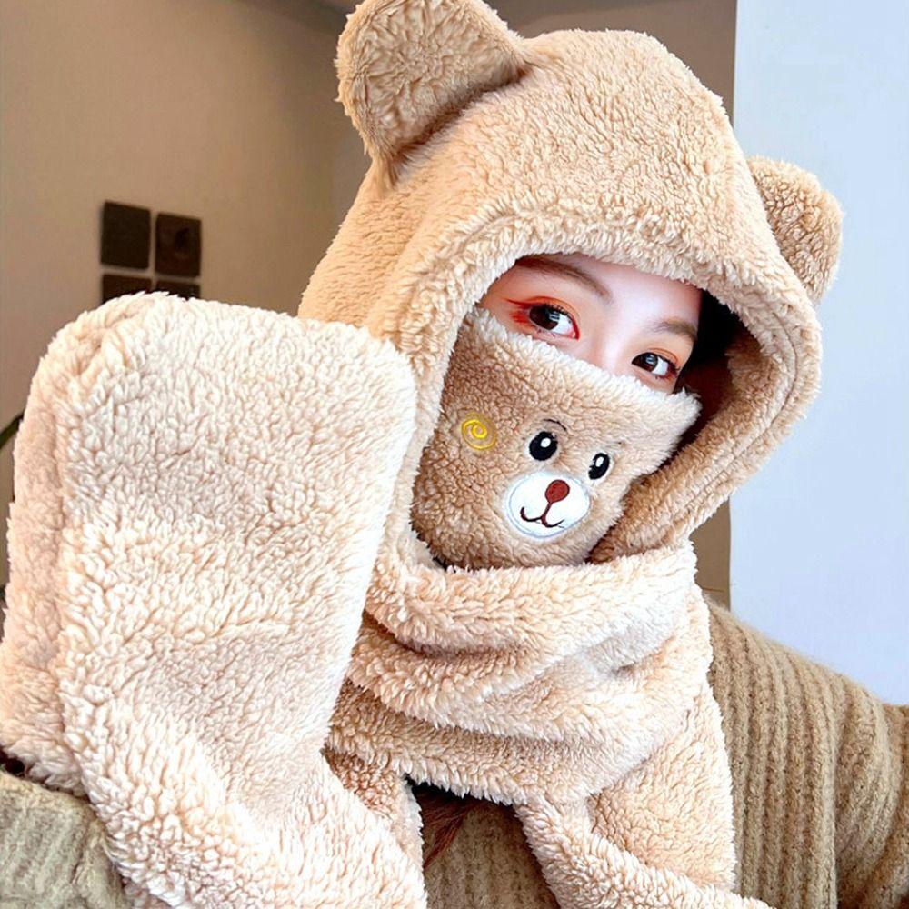Nón Lông Cừu Kèm Khẩu Trang Che Tai Thiết Kế Dễ Thương Độc Đáo Cho Nữ
