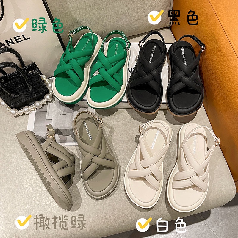 Giày Sandal Đế Dày Quai Chéo Thời Trang Đi Biển Phong Cách Mới