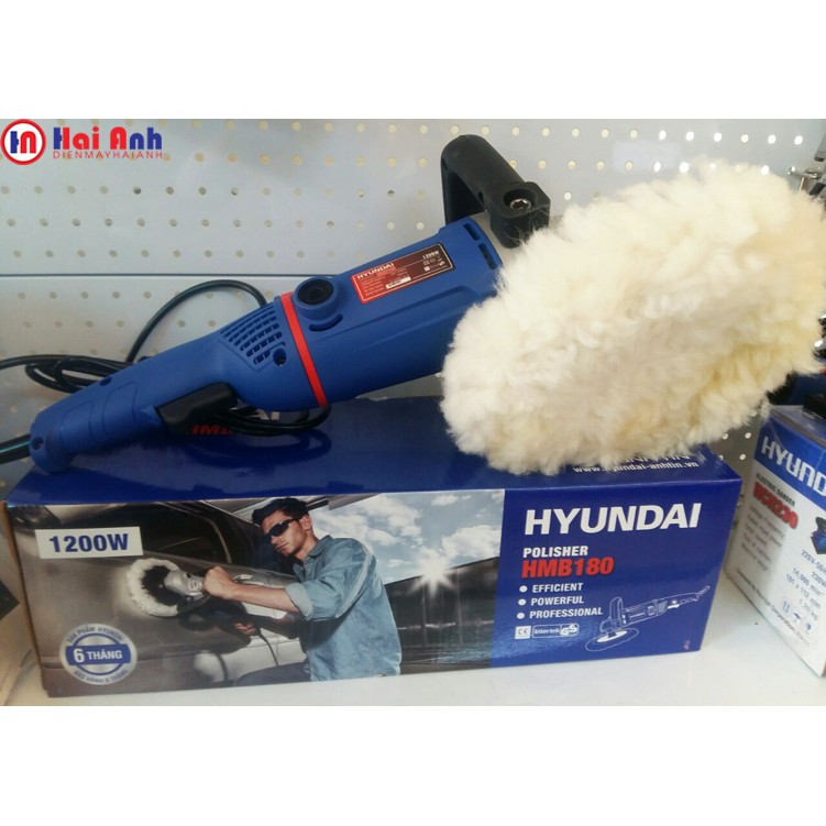 Máy đánh bóng ô tô, xe máy, đá, gỗ Hyundai HMB180 1200W - Động cơ dây đồng bền bỉ, Bảo hành chính hãng 6 tháng