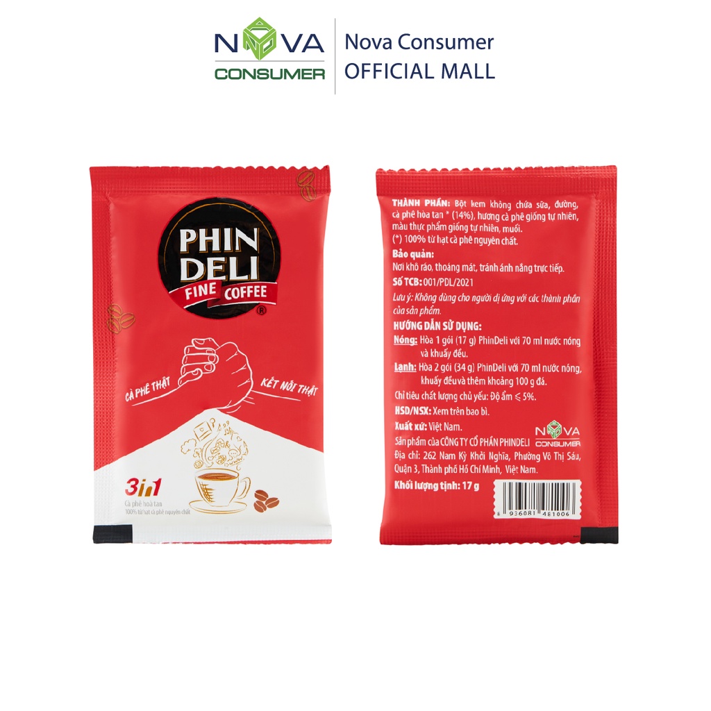 Cà Phê Hòa Tan PhinDeli 3in1 (17g x 18 gói)