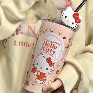 Bình Cốc Ly giữ nhiệt Hello Kitty 600ML phong cách Hàn
