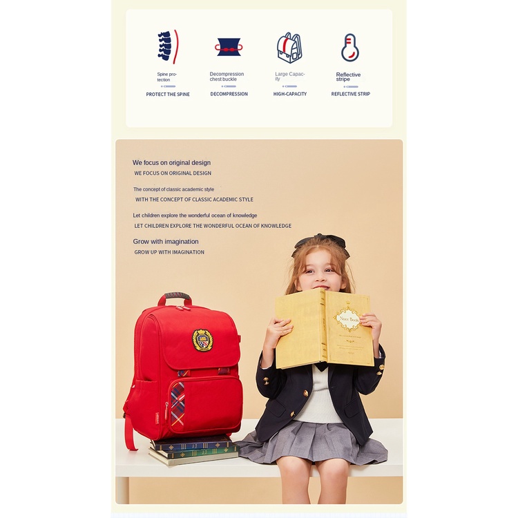 Balo đi học Lemonkid phong cách Anh Quốc thời trang dành cho trẻ em