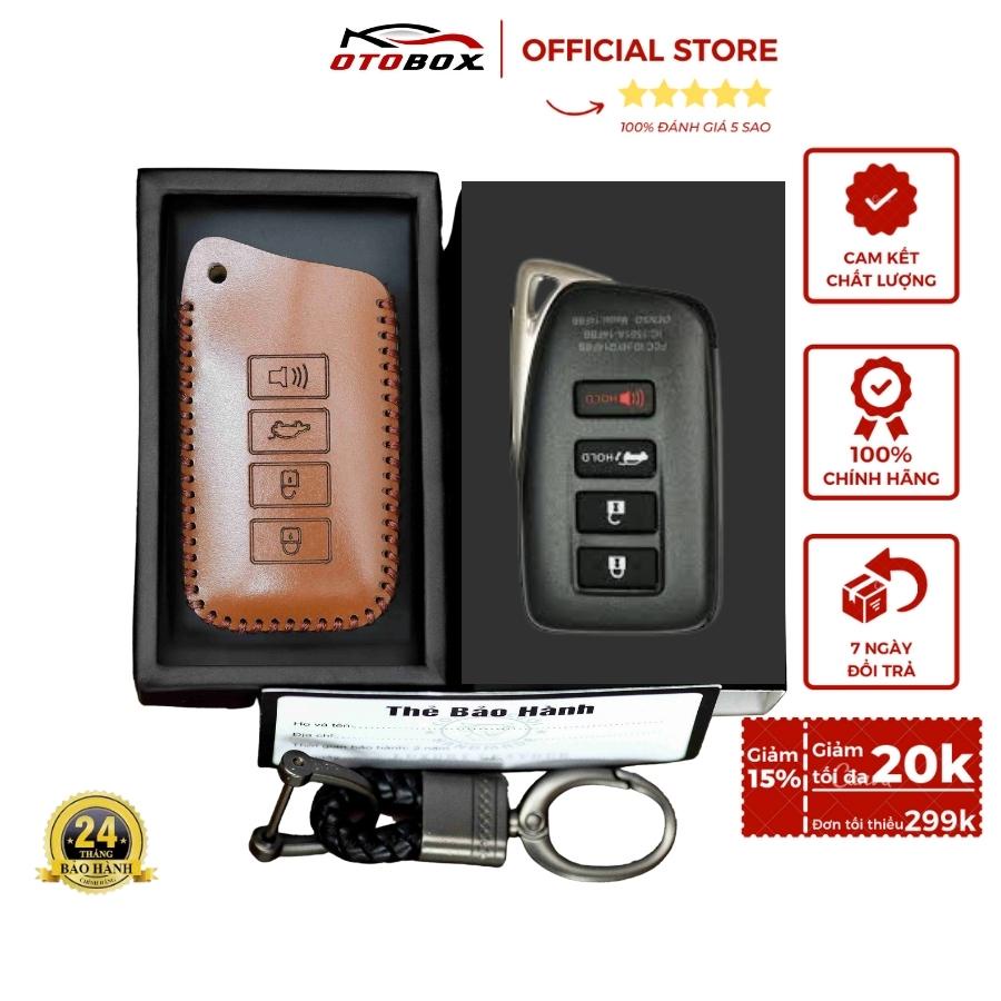 Bao da chìa khóa ô tô xe hơi Lexus 4 nút, bọc chìa khóa smartkey da thật chống xước chính hãng OTOBOX