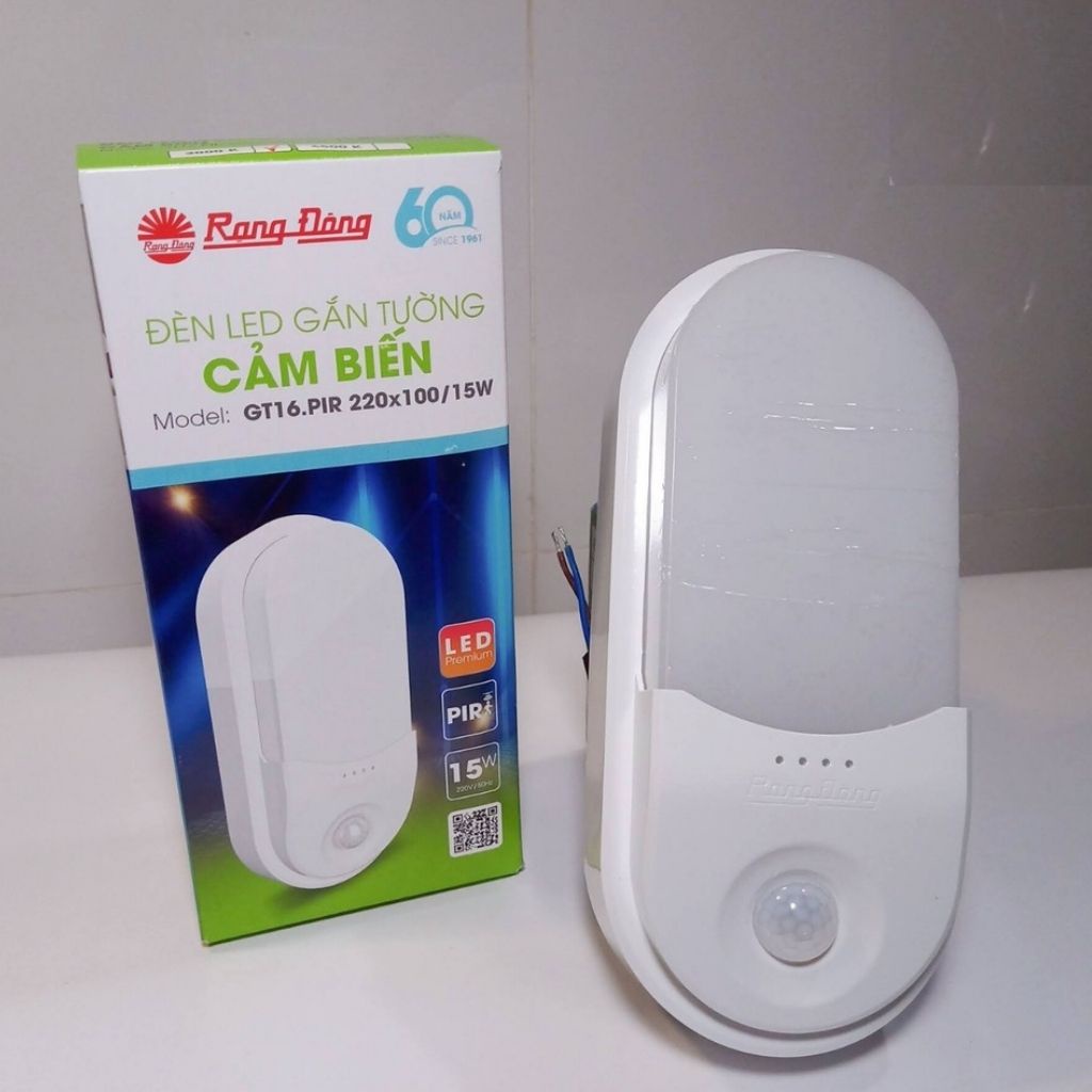Đèn led cảm ứng gắn tường Rạng Đông GT16.PIR 180/15W - 220x100/15W - Đèn cảm ứng biến chuyển động siêu sáng ốp trần
