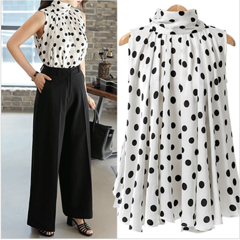 Áo Sơ Mi Cổ Lọ Dáng Rộng Xếp Ly Thắt Nơ Phong Cách Hàn Quốc Thời Trang Mùa Hè Cho Nữ Whtie 6671 XL XXL 3XL 4XL 5XL