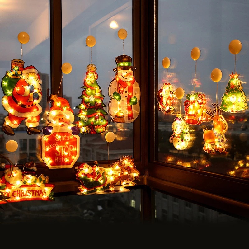 Đèn Led Treo Trang Trí Cây Thông Giáng Sinh Hình Tuần Lộc / Ông Già Noel Có Giác Hút
