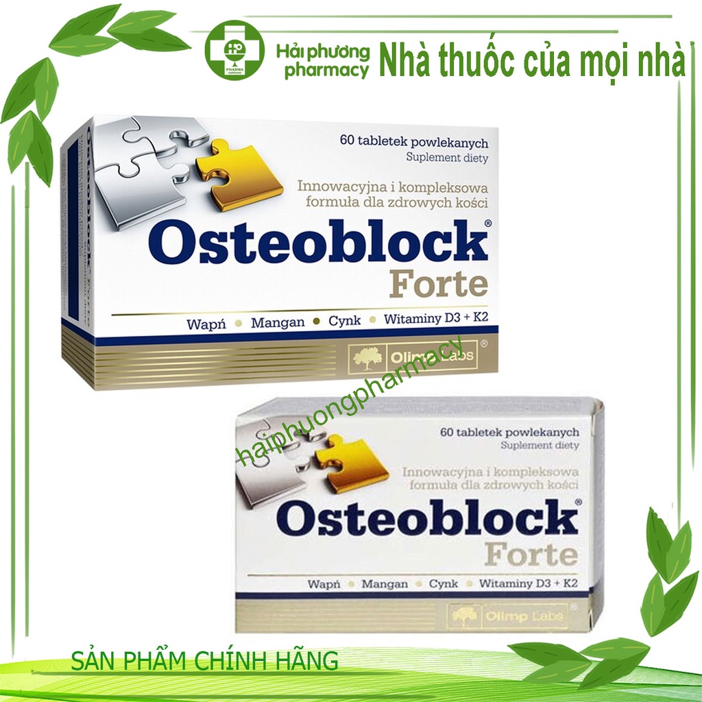 Thực phẩm bổ sung Canxi OSTEOBLOCK Forte hộp 60 viên nén.