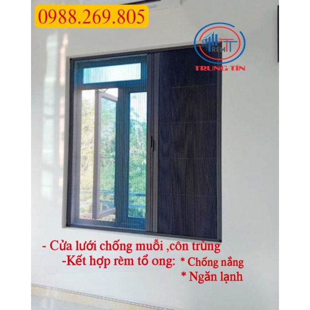 Cửa lưới chống muỗi kết hợp rèm tổ ong chống nắng