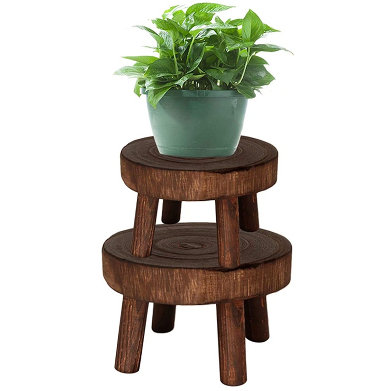 Bộ 2 Giá Đỡ Chậu Cây Cảnh Mini Bằng Gỗ Phong Cách Vintage Độc Đáo Trang Trí Nhà Cửa