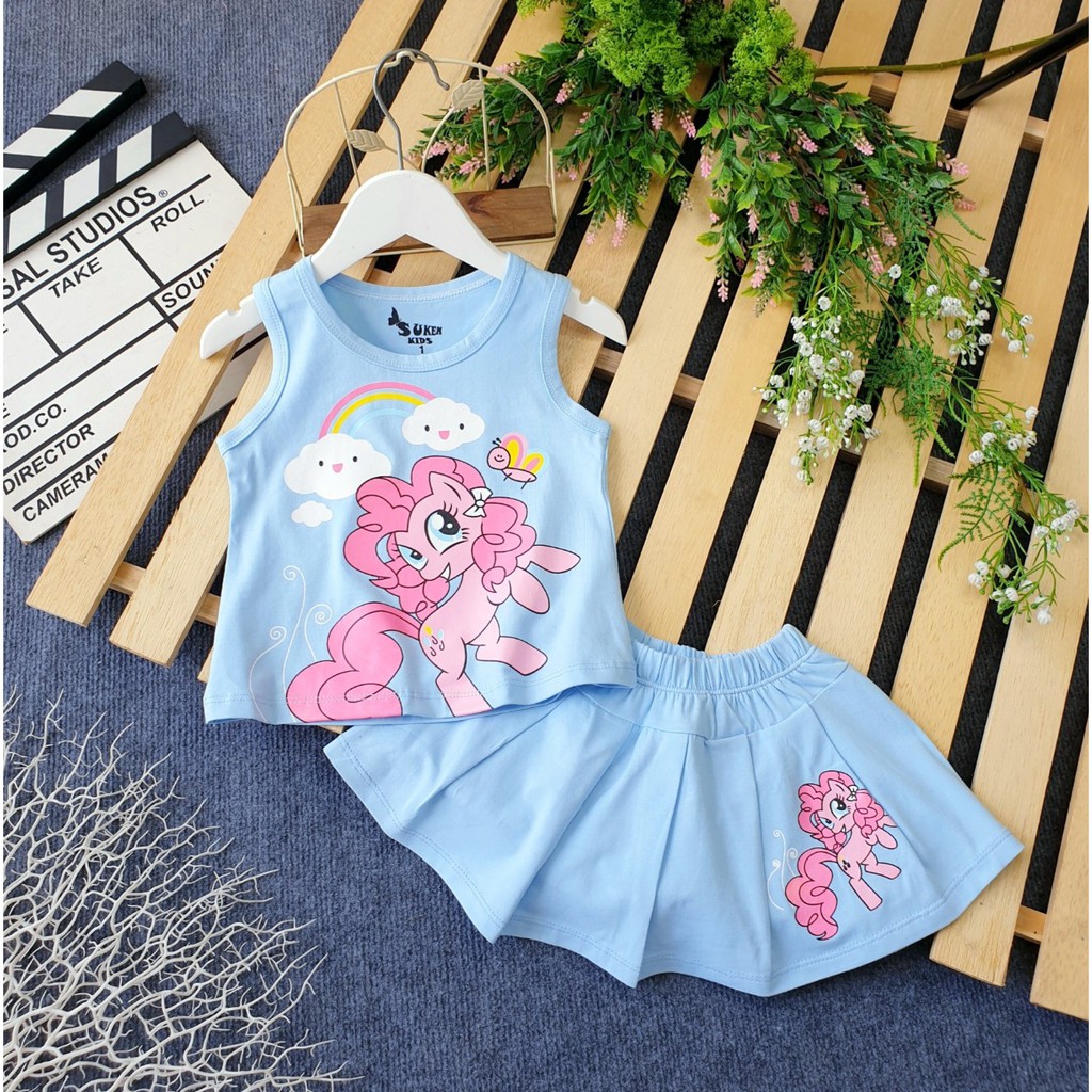 Set váy áo sát nách in hình PONY siêu cute cho bé gái