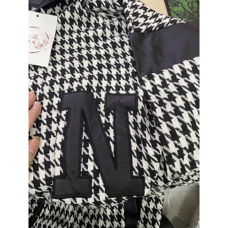 Áo Khoác Nữ, Áo Khoác Chữ N Dạ Tweet Họa Tiết Răng Sói