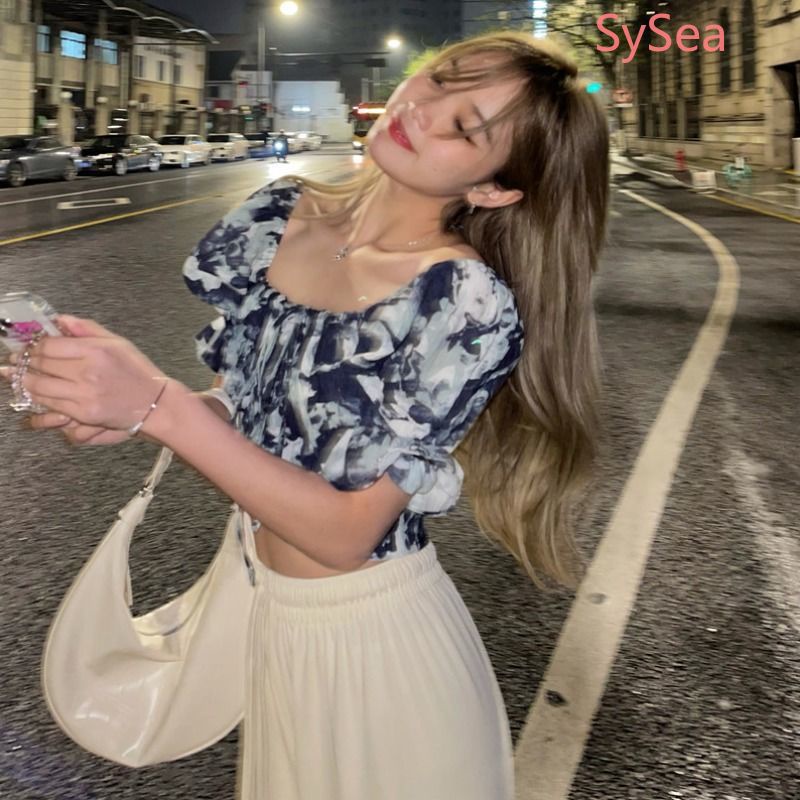 Áo Croptop Trễ Vai Họa Tiết Hoa Thời Trang Mùa Hè Cho Nữ