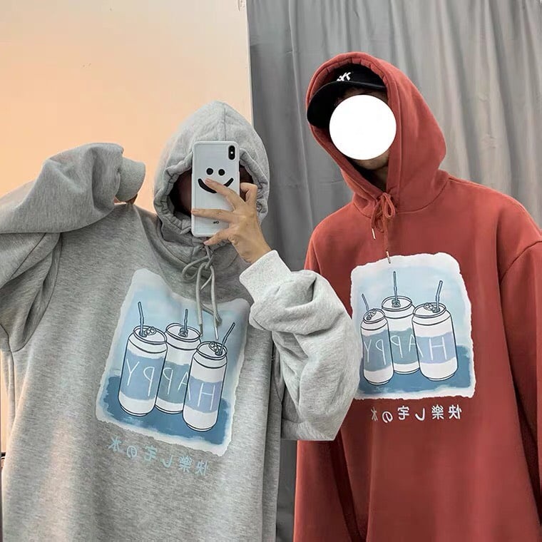 Áo hoodie Happy màu cam cháy xinh chất nỉ bông dày dặn mặc ấm | BigBuy360 - bigbuy360.vn