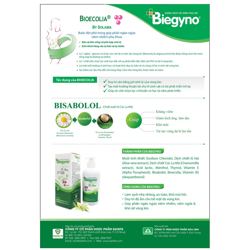 Dung Dịch vệ sinh phụ nữ Dạ Hương - Biegyno 200 ml