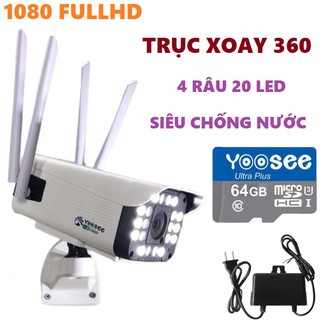 Camera Ngoài Trời Yoosee thân Quay Quét 20 Led 4 Râu Wifi Độ Phân Giải 3.0 Điểu Khiển Quay Được Trên Smatphone Tặng Thẻ