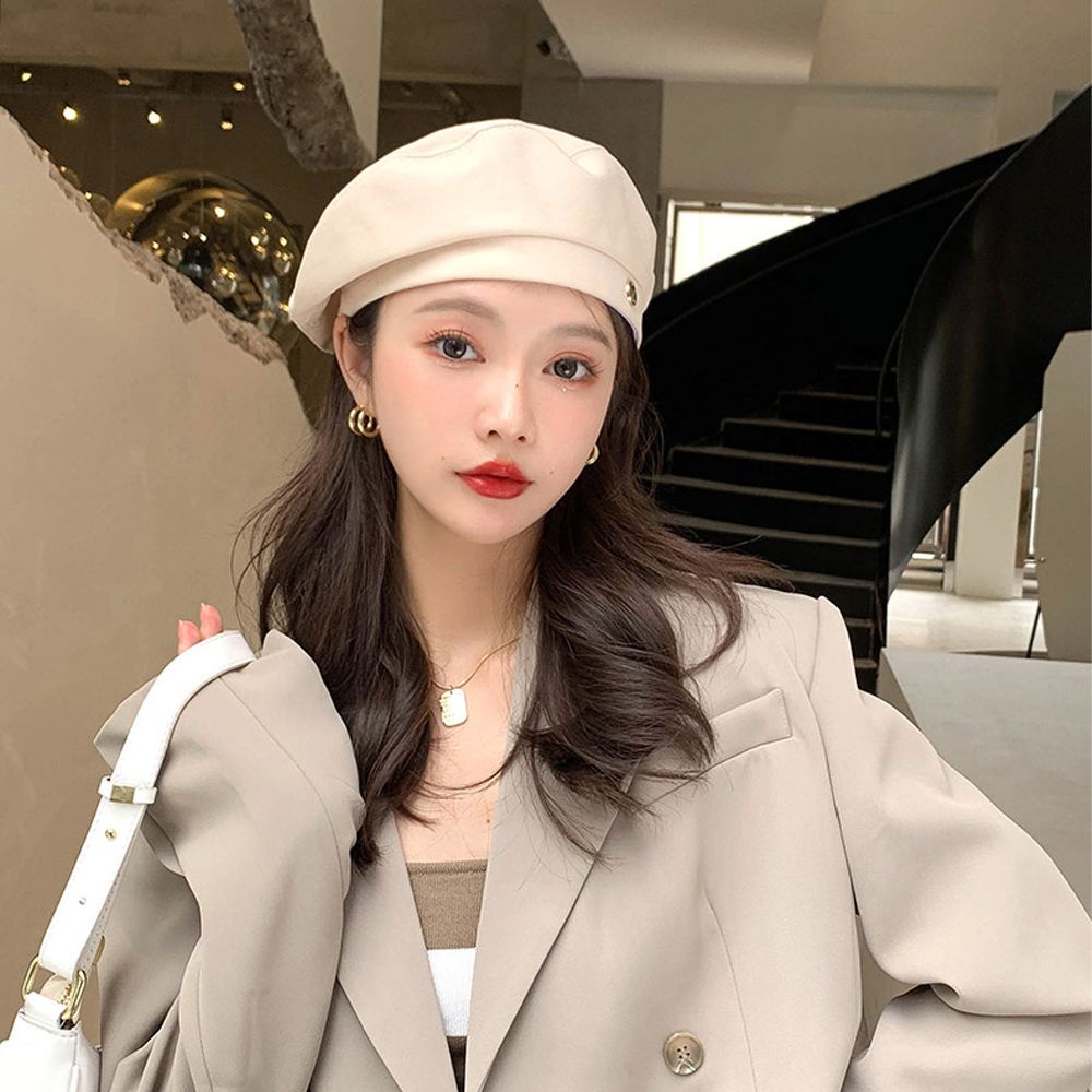 Mũ beret cotton màu trơn in chữ nhiều màu sắc phong cách Hàn Quốc thời trang mùa thu cho nữ BACK2LIFE