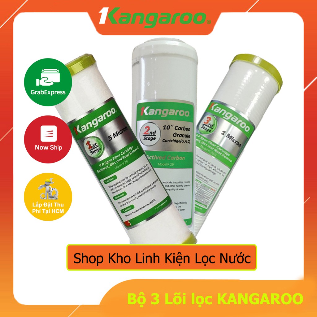 Bộ 3 Lõi Lọc Nước Thô KANGAROO 123 Chính Hãng