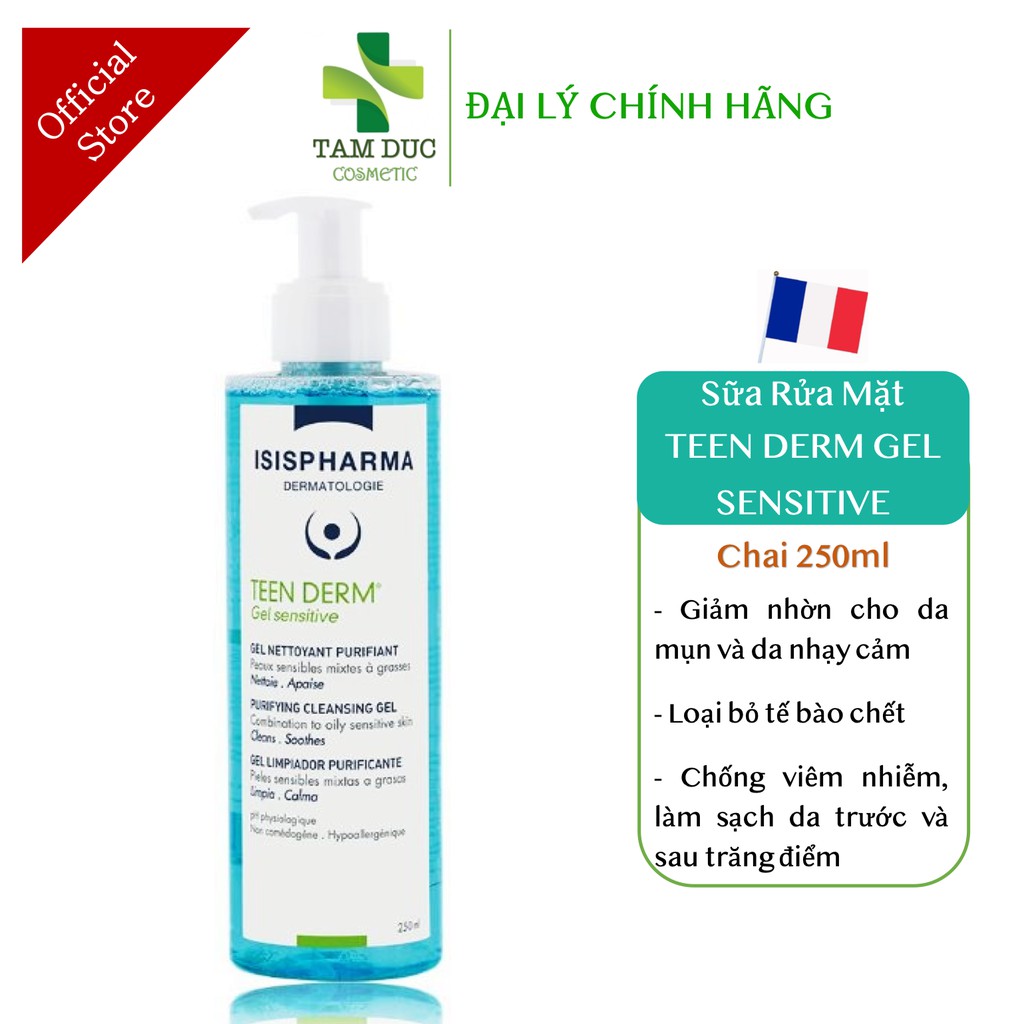 Bộ Chăm Sóc Da Mụn ISIS PHARMA [Teen Derm Gel Sensitive - Teen Derm Gel - Teen Derm Alpha Pure - Uveblock spf30-50-80]