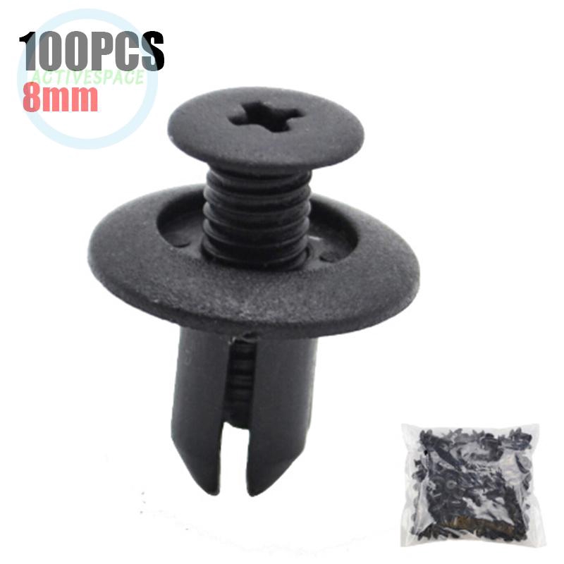 Bộ 100 cái đinh tán bằng nhựa 8mm cho xe hơi
