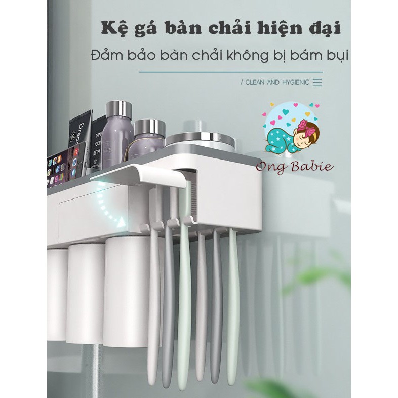 Bộ Nhả Kem Đánh Răng Tự Động - Kệ Để Đồ Nhà Tắm Dán Tường