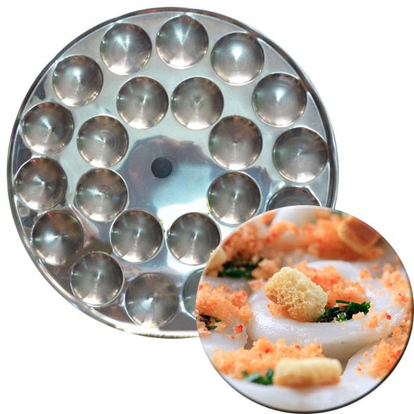 Khuôn Làm Bánh Bèo INOX 12-22 Lỗ Nút Cầm Tiện Lợi