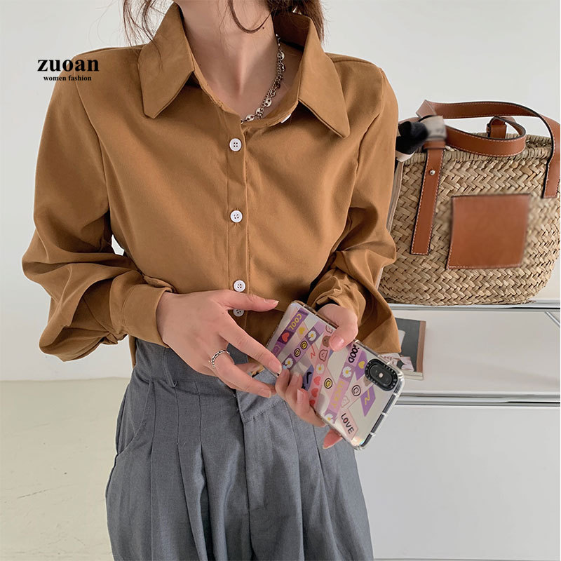 Áo Sơ Mi Nữ Tay Dài Dáng Rộng Màu Trơn Dễ Phối Trang Phục | BigBuy360 - bigbuy360.vn