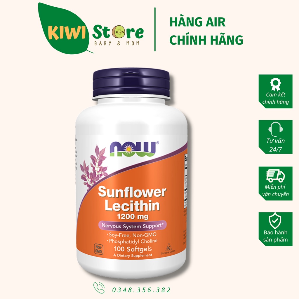 Viên uống chống tắc tia sữa Sunflower Lecithin 1200mg ( NOW )