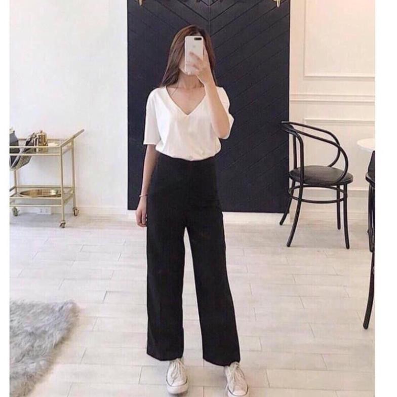 Quần Culottes Khóa Hông, Quần suông ống rộng cạp cao, ĐEN | TRẮNG Hàng QC LOẠI 1 SIÊU XINH | BigBuy360 - bigbuy360.vn