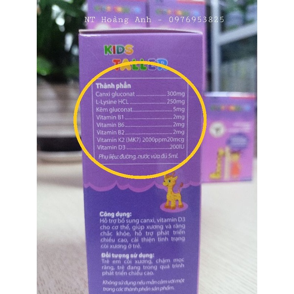 Canxi hữu cơ Kids Taller giúp bé phát triển chiều cao