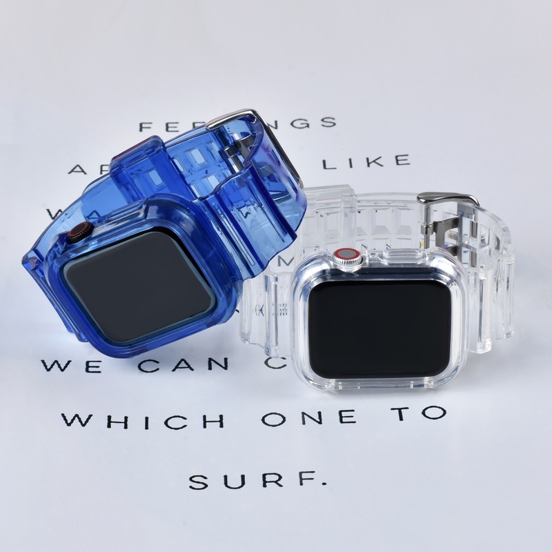 Dây Đeo Thể Thao Bằng Silicone Trong Suốt Cho Đồng Hồ Thông Minh Apple Watch 7 6 Se 5 4 3 2 1 40mm 44mm 42mm 41Mm 45mm