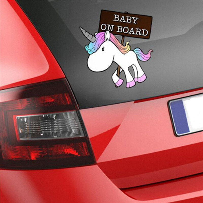 Miếng Decal Dán Tường Thiết Kế Kỳ Lân Dễ Thương Đáng Yêu Dùng Để Trang Trí Xe Hơi Tiện Dụng