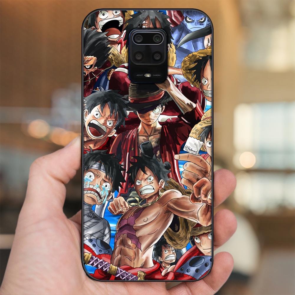 Ốp lưng Xiaomi Redmi Note 9s, Note 9 Pro viền đen in hình Luffy One Piece