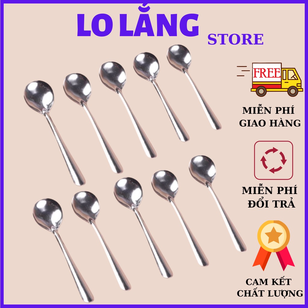 Bộ 5 muỗng soup tròn inox