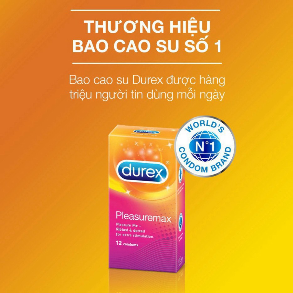 Bao Cao Su Durex Pleasuremax Hạt Nổi 56mm Hộp 12 Bao  - Hỗ Trợ Tăng Hưng Phấn Khi Quan Hệ [Có che tên sản phẩm]