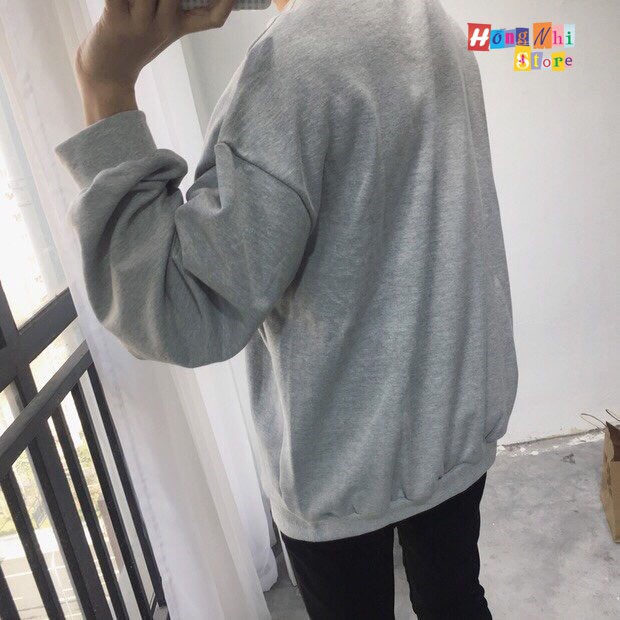 ÁO SWEATER TRƠN CHẤT NỈ LÓT BÔNG MÀU XÁM - SWEATER UNISEX - MM