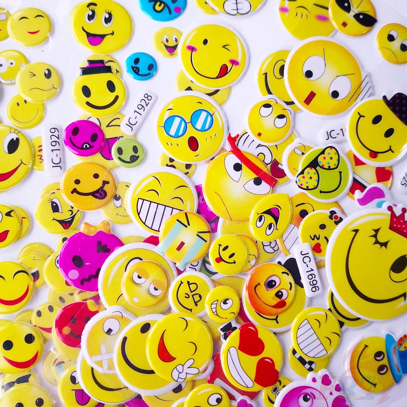Set 1/5 tờ nhãn dán họa tiết mặt cười 3D cho bé