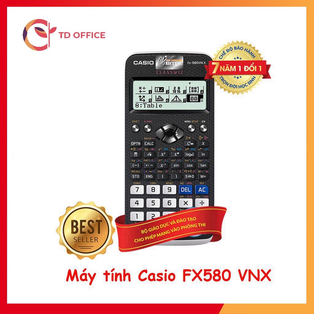 Máy Tính Casio FX 580VNX Chính Hãng Nhập Khẩu Thái Lan Bảo Hành QR CODE 521 Tính Năng, Máy Tính Cầm Tay TDS
