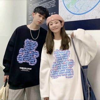 Áo nỉ Sweater đôi dài tay nổi hình gấu I love You