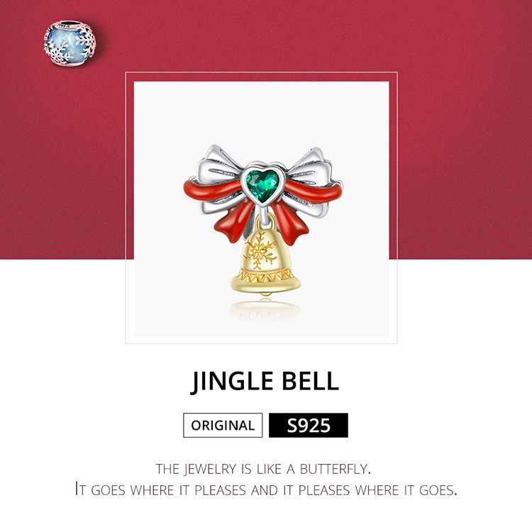 Hạt Cườm Bamoer SCC1668 Chính Hãng Bạc Thật 925 Hình Chuông Giáng Sinh Kim Loại Làm Vòng DIY