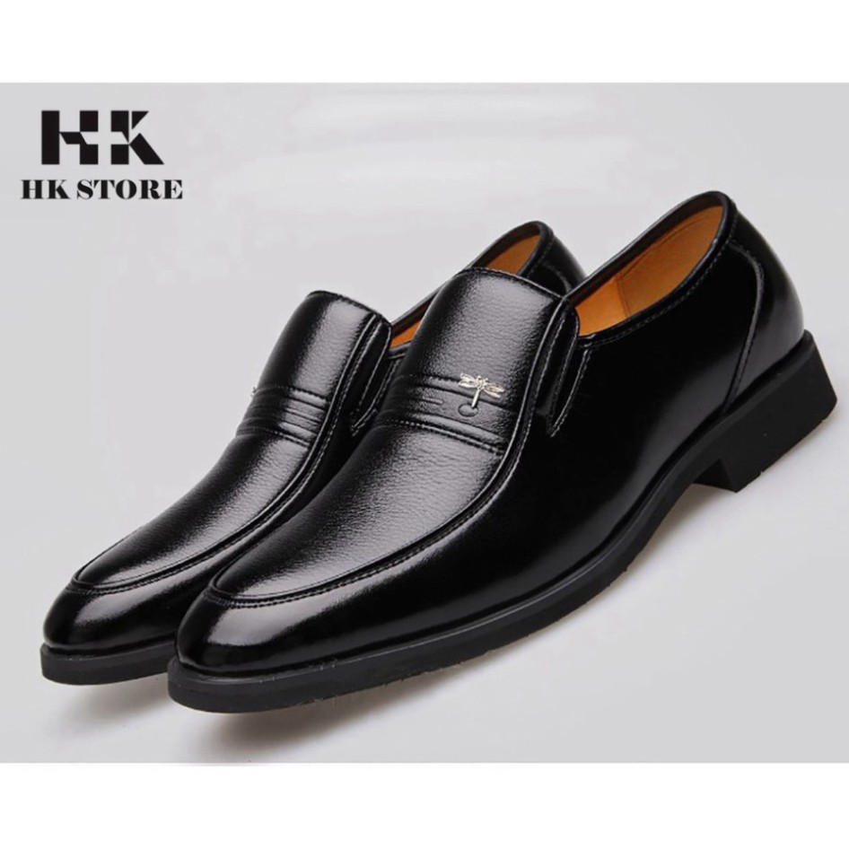 Giày nam trung tuổi cao cấp 💖 HK.STORE 💖 da bò thật 100% kết hợp đế kếp dành cho người trung tuổi cực lịch sự, êm chân